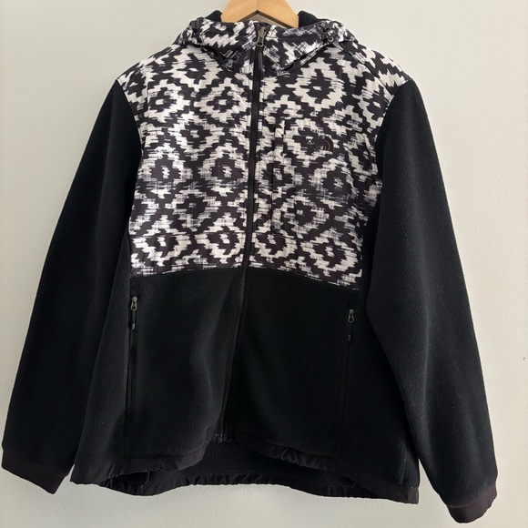 North Face womens zippered coat full zip Denali black and white size XL Outdoor - Picture 1 of 10